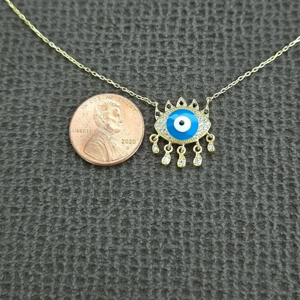 Fancy Silver🤍 Evil Eye🧿 Pendant Necklace